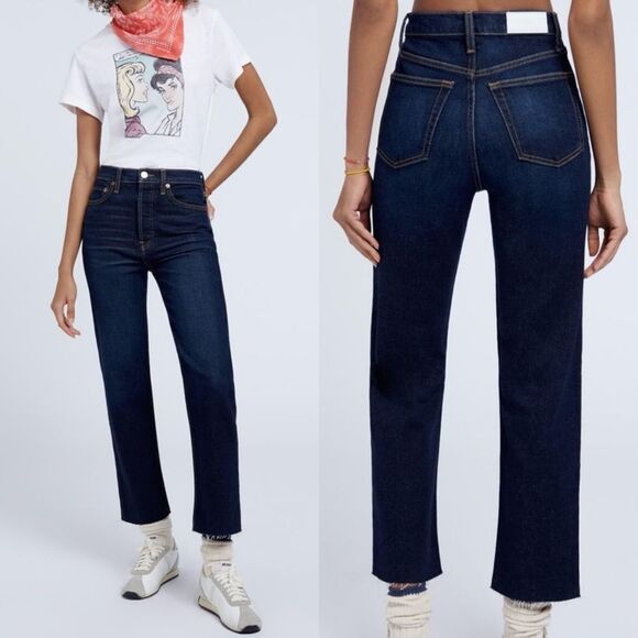 Re/Done Denim - Re/done Ultra High Rise Stove Pipe Jeans Blue Color Barely Worn Size 24